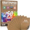 ELES VIDA Set di carta Kraft DIN A4 300g - 21x29,7cm - Carta per artigianato e cartone naturale Carta kraft per cartone da stampa, carta di cartone Creazione di etichette per regali di nozze vintage (50 fogli)