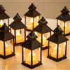 Romadedi Lanterna nera da tavolo per esterni, set da 20 mini lanterne a LED in metallo da appendere, per Halloween, matrimoni, tavoli, Ramadan, giardino, Natale, balcone, interni, esterni, feste
