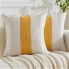 Jayusaror Federe Cuscini Divano 45 x 45 Giallo Boho Macramè Cotone e Lino Autunno Copricuscini Decorativo Moderno Elegante Quadrate Federa Cuscin per Soggiorno Camera Giardino Esterno 2 Pezzi