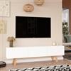 LBSIGN Mobile TV Da Terra A 3 Ante 180 Cm Con Piedini In Legno Nordik Bianco