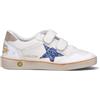 GOLDEN GOOSE - BALL STAR STRAP Sneaker ragazza bianca/azzurra in pelle