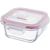 Pedrini contenitore quadrato in vetro borosilicato, 300 ml con coperchio plastica