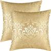 CaliTime Confezione da 2 federe per cuscini per divano, decorazione della casa, stile vintage damascato floreale brillante e contrasto opaco 40,5 x 40,5 cm, oro