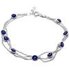 Mystic Jewels by Dalia - Bracciale in argento con catena tripla e piccoli occhi del malocchio, per la fortuna, 19 cm, Cristallo