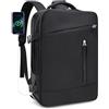 BAGROUPS Zaino da Viaggio Aereo 40X30X15 British Airways Air France 20L Bagaglio a Mano Zainetto Porta PC 15,6 Pollici Caricatore USB Borsa da Viaggio Impermeabile Casual Adatto Uomo Donna Nero