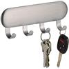 InterDesign iDesign Ganci portachiavi con sistema autoadesivo, Piccolo appendichiavi da parete con 4 ganci, Portachiavi da appendere in acciaio per chiavi, sciarpe, ecc., argento opaco