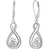 Micory Orecchini Donna Pendenti Argento 925 Orecchini Gatto sulla luna - Gioiello Elegante Regalo Perfetto per Doni Speciali Per Amanti dei Gatti