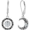Micory Orecchini Donna Pendenti Argento 925 Orecchini Asimmetrici Luna e Sole - Gioiello Elegante Regalo Perfetto per Doni Speciali