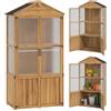 Outsunny Casetta da giardino in legno, armadio da giardino in legno con pannelli in acrilico, tetto in asfalto e ripiani rimovibili, casetta per attrezzi con doppie porte, 94 x 55 x 178 cm, naturale