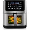 LEHMANN Friggitrice ad aria calda 8 l, 1800 W, con finestra di visualizzazione, controllo della temperatura fino a 200 °C, 12 programmi, timer, antiaderente, grigliare, cuocere e friggere con