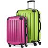 Hauptstadtkoffer Set di valigie, 65 cm, 116 L, Mela Verde / Magenta