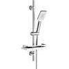 Görbach Colonna Doccia in Acciaio Inox con Mensola per Doccia, Barra Doccia 70cm Asta Doccia Saliscendi con Doccetta a 3 Getti, Supporto per Soffione Doccia e Tubo per Bagno, Rettangolare, Cromato