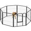 PawHut Dog park, recinto per cani modulare e pieghevole a 8 pannelli, recinto portatile in acciaio 60H cm con porta, recinto per cuccioli e piccoli animali, interno ed esterno, nero