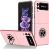 COQUE Custodia per Galaxy Z Flip 3 5G Cover, Pellicola Shell All-inclusive Custodia per telefono con supporto video ad anello, Cover pieghevole per Samsung Galaxy Z Flip 3 5G-rosa