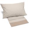 Caleffi 73126 Cotone Bikolor Copriletto Lenzuola per Matrimoniale Letto, Naturale