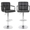 BAKAJI Set 2 Sgabelli da Bar Cucina Seduta e Schienale in Ecopelle Similpelle Base in Metallo Cromato con Poggiapiedi e Braccioli Sgabello Design Moderno Girevole Altezza Regolabile (Nero)