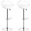 XUANYU Set di 2 Sgabelli da Bar, Seduta in plastica ABS, Sedia da Bar Alta con Supporto Lombare e Poggiapiedi, Sgabelli da Cucina con Altezza Regolabile 81-101 cm, Seduta 43×43×26 cm (Bianco)