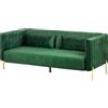 DecHome Divano 3 Posti Moderno con Cuscini Imbottiti Gambe in Acciaio e Tessuto Vellutato 200x88x76 cm colore Verde - DH83948
