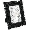 Laura Ashley 4 x 6 Black Floral Textured Hand-Crafted Resin Picture Frame with Easel, for Tabletop & Wall Display, Decorative Floral Design Home Decor, Photo Gallery, Art & More (4 x 6, Black)