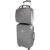 Camomilla Milano Set Valigeria, Trolley Viaggio (40 lt.) + Vanity Case (15 lt.), Materiale Rigido, Ruote Pivotanti, Chiusura Zip con combinazione, Colore Argento