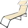 GARDENIA Lettino Prendisole Pieghevole con Tetto Parasole e Cuscino - Struttura in Acciaio, Telo Textilene, 190x58 cm - Per Giardino, Terrazzo, Piscina o Spiaggia - Blu/Grigio/Ecrù