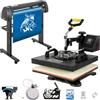 VEVOR 38 x 38 cm Pressa a Caldo 71,12 cm Taglierina per Vinile Kit 10-800 mm Ogni Secondo 5 in 1 con LED Digitale
