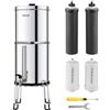 VEVOR Sistema di Filtraggio Acqua a Gravità Sistema in Acciaio Inox Sistema Filtraggio Acqua 7+7,5 L, Riduce Piombo e Cloro, con 2 Filtri al Carbone e 2 Filtri di Defluorurazione e Rubinetto Camper