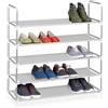 Relaxdays Scarpiera XL, Metallo, Fino a 25 Paia di Scarpe, 90.5 X 87 X 29.5 cm, Bianco, 25 pairs