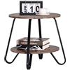 BAKAJI Tavolino Basso da Caffè a 2 Ripiani, Tavolo Struttura in Metallo Nero, Design Industrial Salvaspazio, Ideale per Cucina, Soggiorno, Salone, Ufficio, Portaoggetti Rotondo, 46 x 45 cm (Noce)