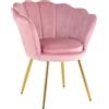 Baroni Home Poltrona Imbottita con Schienale a Conchiglia in Velluto Cipria con Gambe in Oro, Poltrona da Salotto e Camera da Letto, Super Confortevole, Poltrona Relax 69x71x84 Cm