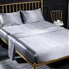 Jemiipee 4 Pezzi Completo Lenzuolo Letto Matrimoniale, 1 x Lenzuola Sotto con Angoli Tinta Unita 180x200 cm con 1 x Lenzuolo Piatto e 2 x Federe, Biancheria da Letto in Raso, Argento