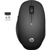 HP Mouse 300 Dual Mode Wireless 2,4ghz, Sensore Ottico da 1200 DPI, Bluetooth, Collegamento fino a 2 PC contemporanemanete, 2 Pulsanti, Rotella di Scorrimento, Adattatore USB, Smart Tv, Nero