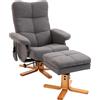HOMCOM Poltrona Relax con Poggiapiedi, Inclinazione a 145°, in Poliestere, 80x86x99 cm, Grigia