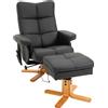 HOMCOM Poltrona Massaggiante Reclinabile a 145° con Pouf Poggiapiedi, 80x86x99cm, Nero