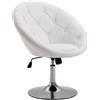 HOMCOM Sgabello da lavoro, sgabello girevole, sedia da ufficio, cromato, regolabile in altezza, PU + acciaio, nero/bianco, 56x71x78,5-90,5 cm (bianco)