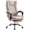 Vinsetto Sedia da ufficio sedia girevole con funzione reclinabile poggiapiedi sedia da ufficio sedile regolabile in altezza sedia da scrivania microfibra plastica metallo nylon beige + nero + argento 63 x 71 x 110-118 cm