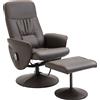 HOMCOM Poltrona Relax Massaggiante Reclinabile a 145° con Poggiapiedi, 76x81x105cm, Marrone