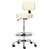 HOMCOM Sgabelli da bar, sedie girevoli, sgabelli da lavoro, sgabelli da ufficio, altezza regolabile, girevole a 360°, con schienale, imbottito, ampio sedile per un miglior comfort, PU beige, 56 x 57 x 104-127 cm