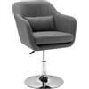 HOMCOM Poltroncina Girevole con Braccioli e Altezza Regolabile, 57x57x77.5-87cm, Grigio