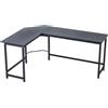 Vinsetto Scrivania ad Angolo in Legno Truciolare e Metallo Nero 168 x 120 x75 cm