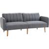 HOMCOM Divano Letto 2 Posti a 1 Piazza con Schienale Reclinabile, Rivestimento Tessuto e Gambe in Legno, 173x75x73cm, Grigio|Aosom