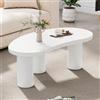 PD1 Tavolino Salotto Moderno a Mezzaluna Irregolare, Tavolino Bianco con Piano in MDF, Gambe in PVC con Base in Feltro, 107x57x 40.5 cm | Aosom Italy