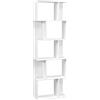 HOMCOM Scaffale Libreria Versatile a 5 Ripiani, Salvaspazio a Forma di S in Legno con Divisorio, 60x24x184.5 cm, Bianco| Aosom Italy