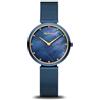 BERING 18132-399 Orologio da polso da donna al quarzo, cassa in acciaio inossidabile blu da 32 mm e quadrante blu, cinturino in maglia milanese, vetro zaffiro, 3 ATM