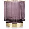AmeliaHome, portacandela in vetro per candele, 7 x 8 cm, con pompon viola e oro
