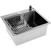 banborba Lavelli da cucina in acciaio inox nero, 40 x 45 cm, lavello da cucina, 1 vasca, lavello da incasso, lavabo da cucina con dispenser di sapone