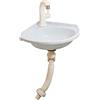 QUNFARIYBHU Lavabo angolare per montaggio a parete, 27,5 x 27,5 x 10 cm, in plastica, bianco, con scarico