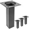 PrimeMatik - Gambe Quadrato. Piedini da Tavolo per mobili e scrivania in Acciaio Nero 10cm 4-Pack