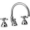 Brudetti Arredo Bagno Paini Liberty Rubinetto Lavabo 3 Fori con Bocca Alta Orientabile Cromato - Scarico Automatico 11/4 + Piletta e Flessibili