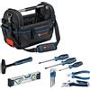 Bosch Professional Combo Kit GWT 20 + Set di utensili manuali (incl. 3 cacciaviti, set da 9 pezzi di chiavi a brugola, 1 pinza a cesoia a taglio diagonale, 1 martello, 1 livella da 25 cm, 1 coltello)